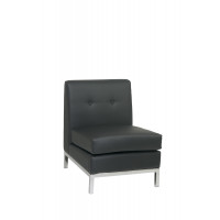 OSP Home Furnishings WST51N-B18 Wall Street Armless Chair. Black Faux Leather.